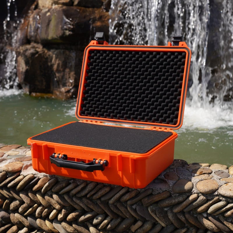 MEIJIA All Weather Portable IP67 Waterproof Protective Case, Hard Camera Case with customizable foam, Perfectly Protection of Camera, Drones,Pistols,Lens,Equipments,18.5 x14.06x6.93inches(Orange) - Image 5